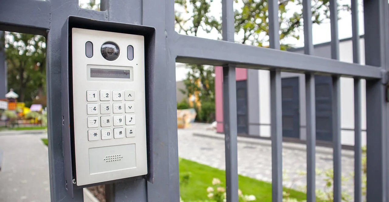 Intercom system installation technician at work